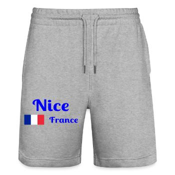 Nice France- Stylish prints - Stanley/Stella Trainer Unisex Organic Jogging Shorts - heather grey - Front - Nik (191cm) & Marisol (170cm)