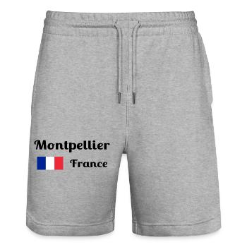 Montpellier, France- Stylish prints - Stanley/Stella Trainer Unisex Organic Jogging Shorts - heather grey - Front - Nik (191cm) & Marisol (170cm)