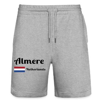 Almere Netherlands- Stylish prints - Stanley/Stella Trainer Unisex Organic Jogging Shorts - heather grey - Front - Nik (191cm) & Marisol (170cm)