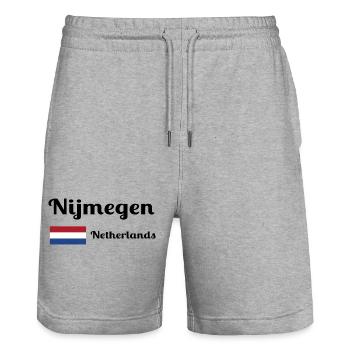Nimègue, Pays-Bas - Imprimés élégants - Short de jogging bio TRAINER Stanley/Stella unisexe - gris chiné - Devant - Nik (191cm) & Marisol (170cm)