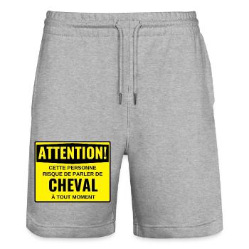 This person talk about horse at any time - Stanley/Stella Trainer Unisex Organic Jogging Shorts - heather grey - Front - Nik (191cm) & Marisol (170cm)