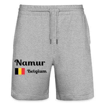 Namur Belgium- Stylish prints - Stanley/Stella Trainer Unisex Organic Jogging Shorts - heather grey - Front - Nik (191cm) & Marisol (170cm)
