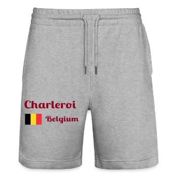 Charleroi Belgium- Stylish prints - Stanley/Stella Trainer Unisex Organic Jogging Shorts - heather grey - Front - Nik (191cm) & Marisol (170cm)