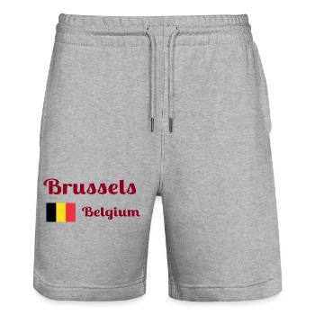 Brüssel Belgien - Stilvolle Drucke - Stanley/Stella Unisex Bio Joggingshorts Trainer  - Grau meliert - Vorne - Nik (191cm) & Marisol (170cm)