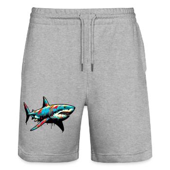 Hai - Stanley/Stella Unisex Bio Joggingshorts Trainer  - Grau meliert - Vorne - Nik (191cm) & Marisol (170cm)