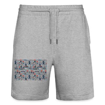 Amsterdam - Short de jogging bio TRAINER Stanley/Stella unisexe - gris chiné - Devant - Nik (191cm) & Marisol (170cm)