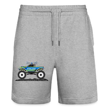 Monster Truck Police Blue Yellow - Stanley/Stella Trainer Unisex Organic Jogging Shorts - heather grey - Front - Nik (191cm) & Marisol (170cm)