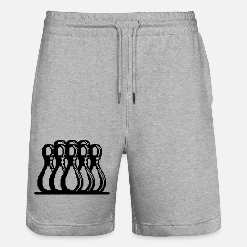 Bowling Pixel Kunst - Stanley/Stella Unisex Bio Joggingshorts Trainer  - Grau meliert