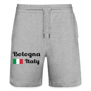 Bologna Italy - Stylish prints - Stanley/Stella Trainer Unisex Organic Jogging Shorts - heather grey - Front - Nik (191cm) & Marisol (170cm)