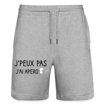 T-shirt Apéro mug de bière humour - Short de jogging bio TRAINER Stanley/Stella unisexe - gris chiné - Devant - Nik (191cm) & Marisol (170cm)