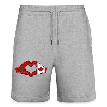 Aiguilles du drapeau du Maroc Canada en forme de coeur utilisé - Short de jogging bio TRAINER Stanley/Stella unisexe - gris chiné - Devant - Nik (191cm) & Marisol (170cm)