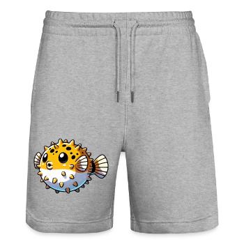 Kugelfisch - Stanley/Stella Unisex Bio Joggingshorts Trainer  - Grau meliert - Vorne - Nik (191cm) & Marisol (170cm)