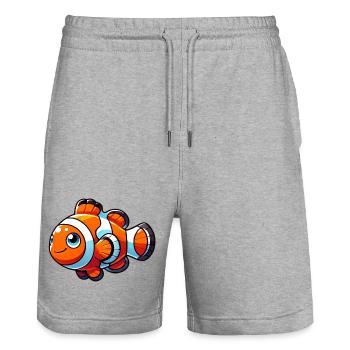 Clownfish - Stanley/Stella Trainer Unisex Organic Jogging Shorts - heather grey - Front - Nik (191cm) & Marisol (170cm)
