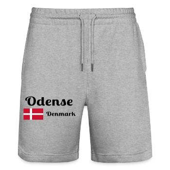 Odense Denmark - Stylish prints - Stanley/Stella Trainer Unisex Organic Jogging Shorts - heather grey - Front - Nik (191cm) & Marisol (170cm)