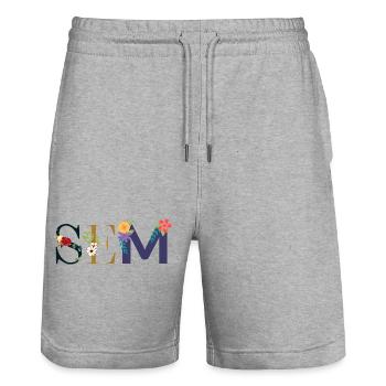Nom SEM décoré de fleurs - Short de jogging bio TRAINER Stanley/Stella unisexe - gris chiné - Devant - Nik (191cm) & Marisol (170cm)