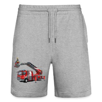 Fire brigade turntable ladder with rescue cage - Stanley/Stella Trainer Unisex Organic Jogging Shorts - heather grey - Front - Nik (191cm) & Marisol (170cm)