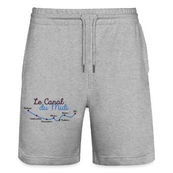 Canal du midi villes - Short de jogging bio TRAINER Stanley/Stella unisexe - gris chiné - Devant - Nik (191cm) & Marisol (170cm)