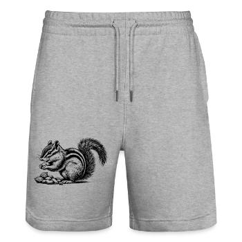 Chipmunk - Stanley/Stella Trainer Unisex Organic Jogging Shorts - heather grey - Front - Nik (191cm) & Marisol (170cm)