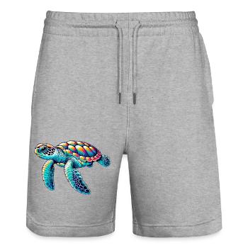 Turtle - Stanley/Stella Trainer Unisex Organic Jogging Shorts - heather grey - Front - Nik (191cm) & Marisol (170cm)