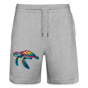Turtle - Stanley/Stella Trainer Unisex Organic Jogging Shorts - heather grey - Front - Nik (191cm) & Marisol (170cm)