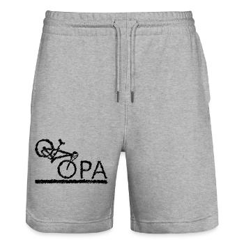 bester Opa Fahrrad Mountainbike Radeln Kritzeln - Stanley/Stella Unisex Bio Joggingshorts Trainer  - Grau meliert - Vorne - Nik (191cm) & Marisol (170cm)