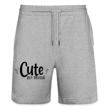 cute but psyche - Stanley/Stella Unisex Bio Joggingshorts Trainer  - Grau meliert - Vorne - Nik (191cm) & Marisol (170cm)