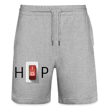 HIP-HOP switch, turn on the hip-hop! - Stanley/Stella Trainer Unisex Organic Jogging Shorts - heather grey - Front - Nik (191cm) & Marisol (170cm)