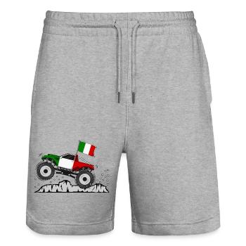 Italy Flag Monster Truck - Stanley/Stella Trainer Unisex Organic Jogging Shorts - heather grey - Front - Nik (191cm) & Marisol (170cm)