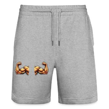 bizeps 2 - Stanley/Stella Unisex Bio Joggingshorts Trainer  - Grau meliert - Vorne - Nik (191cm) & Marisol (170cm)