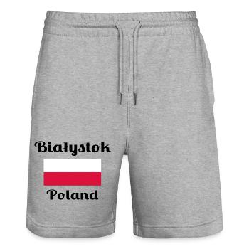 Białystok Poland - Stylish prints - Stanley/Stella Trainer Unisex Organic Jogging Shorts - heather grey - Front - Nik (191cm) & Marisol (170cm)