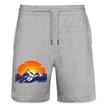 Sunset Mountain Landscape Design - Stanley/Stella Trainer Unisex Organic Jogging Shorts - heather grey - Front - Nik (191cm) & Marisol (170cm)
