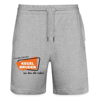 Ich bin dieser Kegelbruder von dem alle reden - Stanley/Stella Unisex Bio Joggingshorts Trainer  - Grau meliert - Vorne - Nik (191cm) & Marisol (170cm)