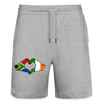 Afrique du Sud Drapeau Irlande mains forme de cœur utilisé - Short de jogging bio TRAINER Stanley/Stella unisexe - gris chiné - Devant - Nik (191cm) & Marisol (170cm)