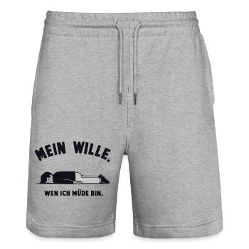 Mein Wille im Müden Moment - Stanley/Stella Unisex Bio Joggingshorts Trainer  - Grau meliert - Vorne - Nik (191cm) & Marisol (170cm)