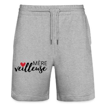 Mère veilleuse cadeau parfait pour Maman - Short de jogging bio TRAINER Stanley/Stella unisexe - gris chiné - Devant - Nik (191cm) & Marisol (170cm)