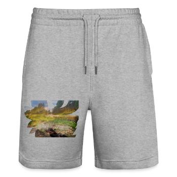Dog Yanuk's Dreams are a coloured river - Stanley/Stella Trainer Unisex Organic Jogging Shorts - heather grey - Front - Nik (191cm) & Marisol (170cm)