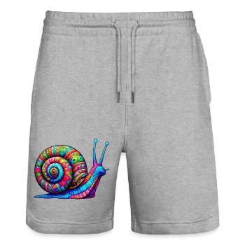 Escargot - Short de jogging bio TRAINER Stanley/Stella unisexe - gris chiné - Devant - Nik (191cm) & Marisol (170cm)