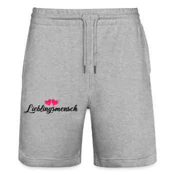 Favorite person - Stanley/Stella Trainer Unisex Organic Jogging Shorts - heather grey - Front - Nik (191cm) & Marisol (170cm)