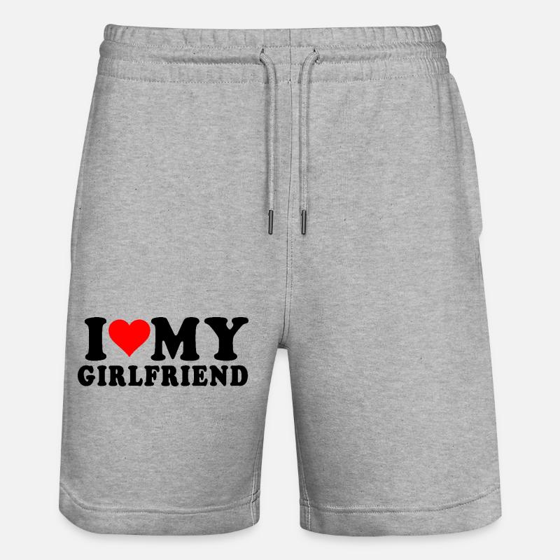 i love my girlfriend - Short de jogging bio TRAINER Stanley/Stella unisexe - gris chiné
