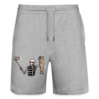 Pêche Squelette Selfie Grand - Short de jogging bio TRAINER Stanley/Stella unisexe - gris chiné - Devant - Nik (191cm) & Marisol (170cm)