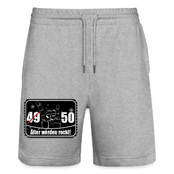 49/50 Alter rockt - Stanley/Stella Unisex Bio Joggingshorts Trainer  - Grau meliert - Vorne - Nik (191cm) & Marisol (170cm)