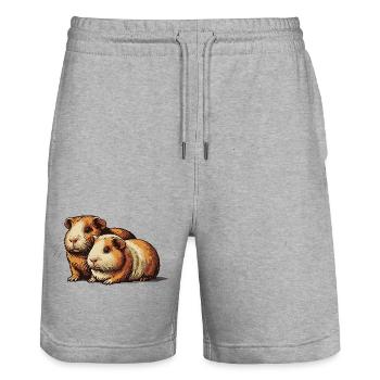 Team Cuteness - Stanley/Stella Trainer Unisex Organic Jogging Shorts - heather grey - Front - Nik (191cm) & Marisol (170cm)
