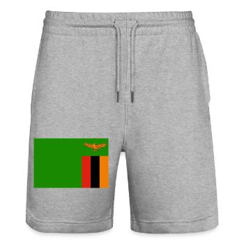 Sambia - Stanley/Stella Unisex Bio Joggingshorts Trainer  - Grau meliert - Vorne - Nik (191cm) & Marisol (170cm)