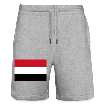 Yémen - Short de jogging bio TRAINER Stanley/Stella unisexe - gris chiné - Devant - Nik (191cm) & Marisol (170cm)