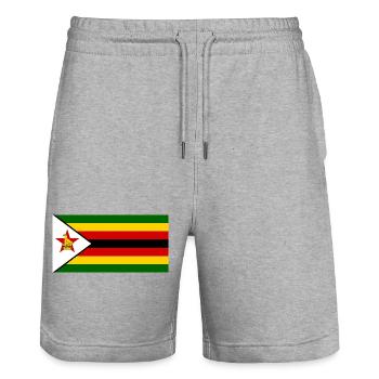 Zimbabwe - Stanley/Stella Trainer Unisex Organic Jogging Shorts - heather grey - Front - Nik (191cm) & Marisol (170cm)