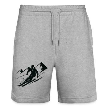 Skifahrer Ski Winter Winterurlaub Wintersport - Stanley/Stella Unisex Bio Joggingshorts Trainer  - Grau meliert - Vorne - Nik (191cm) & Marisol (170cm)