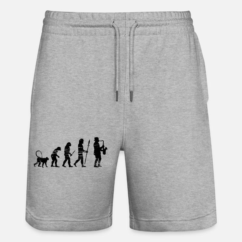 Saxophon Musik Evolution - Stanley/Stella Unisex Bio Joggingshorts Trainer  - Grau meliert