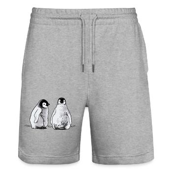 Penguin Babies - Stanley/Stella Trainer Unisex Organic Jogging Shorts - heather grey - Front - Nik (191cm) & Marisol (170cm)