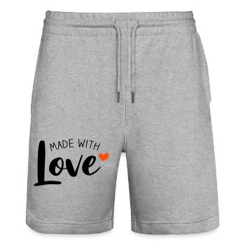 Made With Love two-tone - Stanley/Stella Trainer Unisex Organic Jogging Shorts - heather grey - Front - Nik (191cm) & Marisol (170cm)