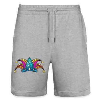 Narrenmütze Narrenkappe für Karneval und Fasching - Stanley/Stella Unisex Bio Joggingshorts Trainer  - Grau meliert - Vorne - Nik (191cm) & Marisol (170cm)